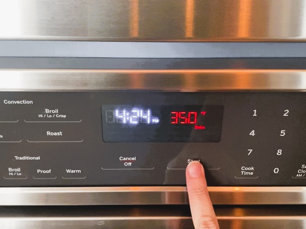 Setting oven to bake at 350 degrees